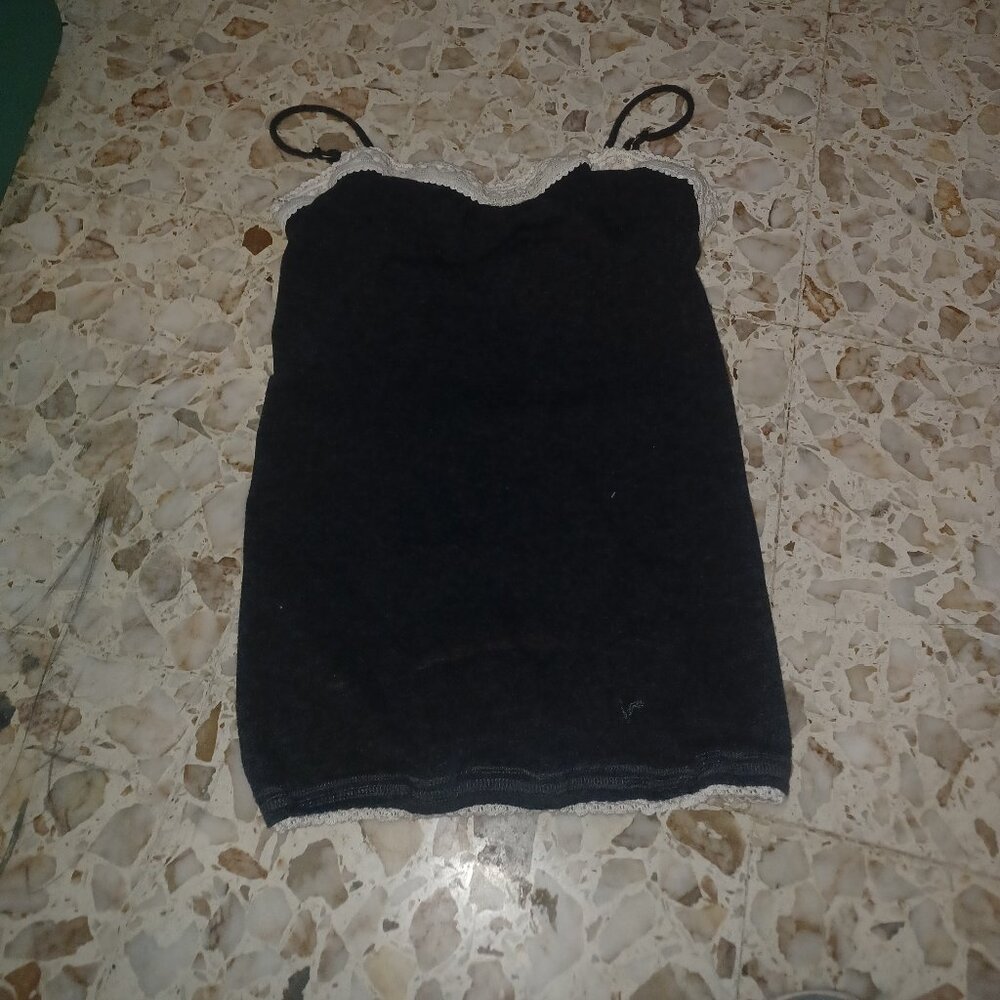American Eagle Outfitters Women's Tank Top S Gray White Lace